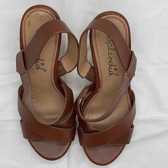 Splendid Dallis Wedge Platform Braided Hemp Strappy Brown Leather Sandal Sz 7 - Picture 5 of 10
